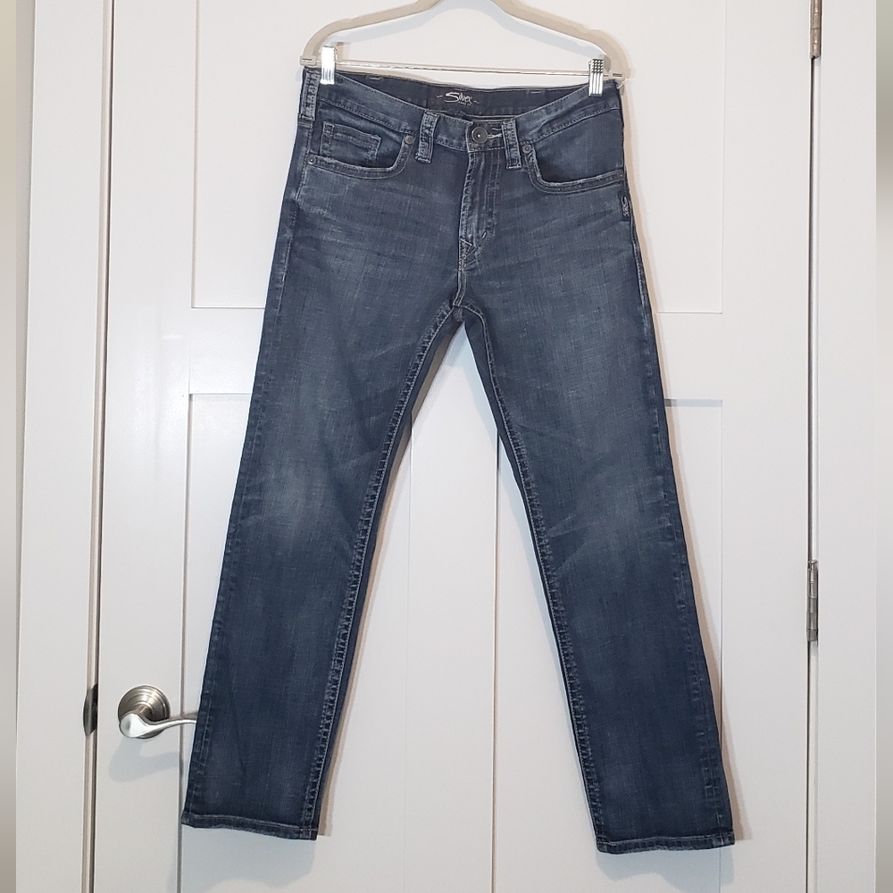 Silver Jeans Konrad Mens Size 32 x 29 Straight Midrise Whiskering Fading